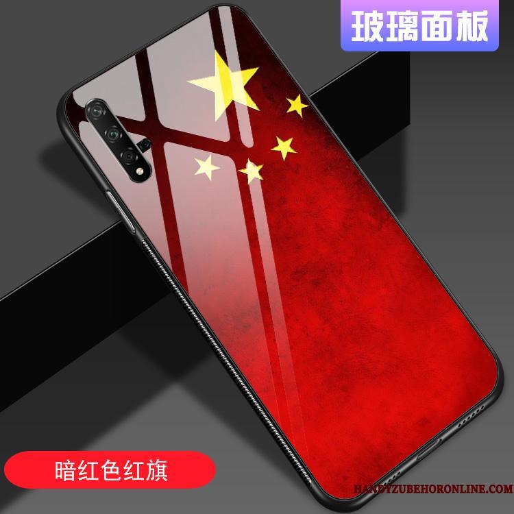 Honor 20 Net Red Glas Cover Anti-fald Sort Kinesisk Stil Telefon Etui