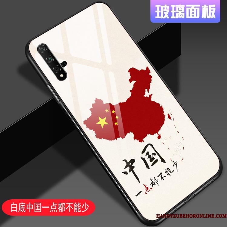 Honor 20 Net Red Glas Cover Anti-fald Sort Kinesisk Stil Telefon Etui