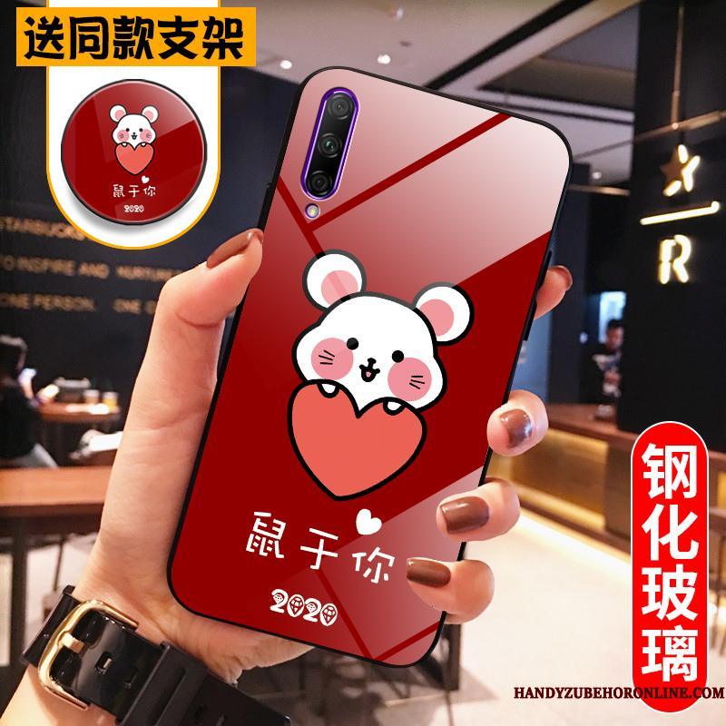 Honor 9x Pro Telefon Etui Glas Net Red Cartoon Ny Rotte Smuk