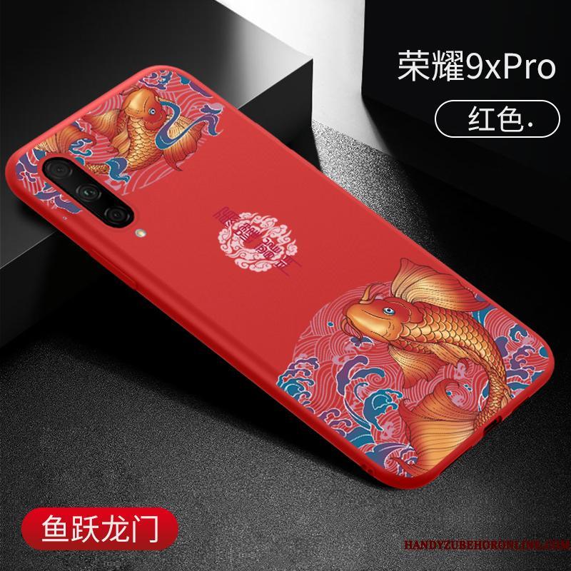 Honor 9x Pro Trendy Sort Cover Alt Inklusive Etui Kinesisk Stil Rotte