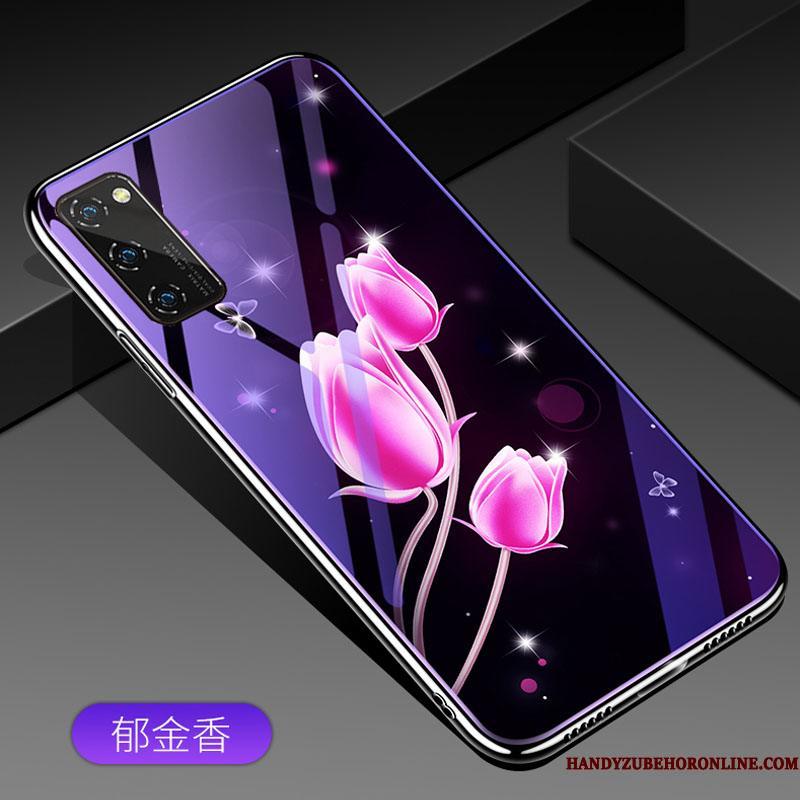 Honor View30 Etui Trendy Kinesisk Stil Anti-fald Lilla Silikone Glas Tynd