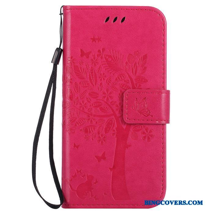 Htc One M9 Etui Beskyttelse Anti-fald Silikone Rød Mobiltelefon Folio Lædertaske