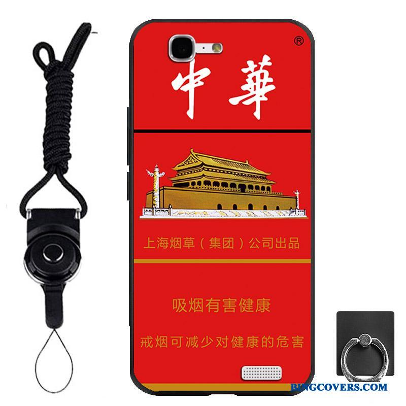 Huawei Ascend G7 Blød Cover Sort Ring Beskyttelse Telefon Etui Hængende Ornamenter