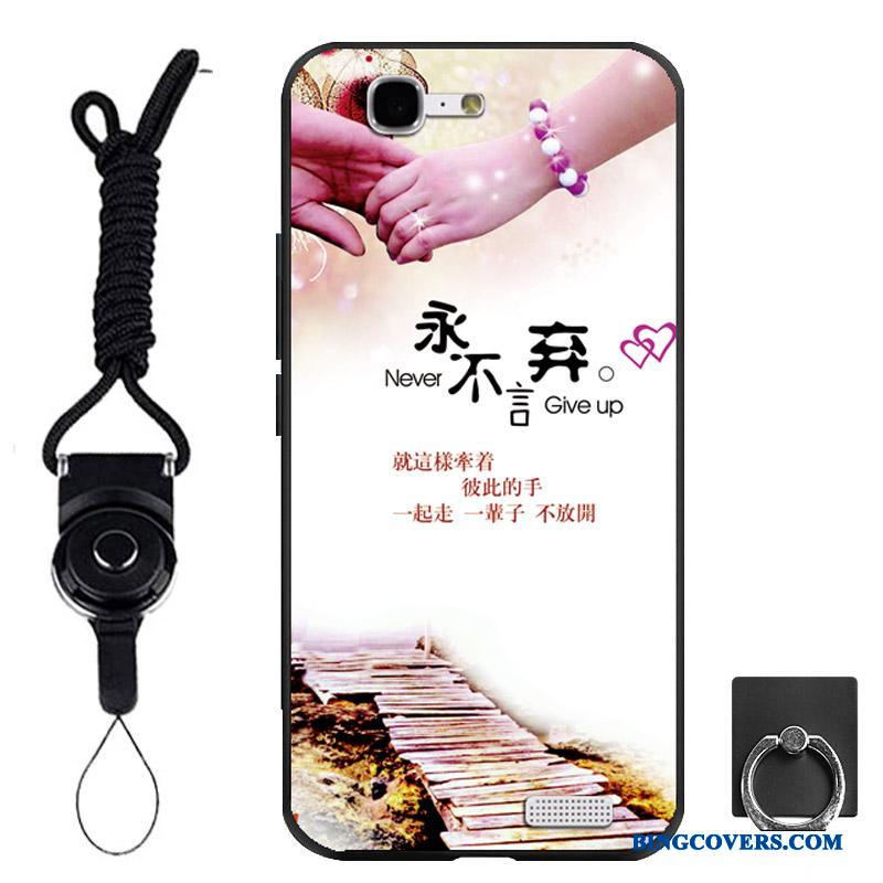 Huawei Ascend G7 Blød Cover Sort Ring Beskyttelse Telefon Etui Hængende Ornamenter
