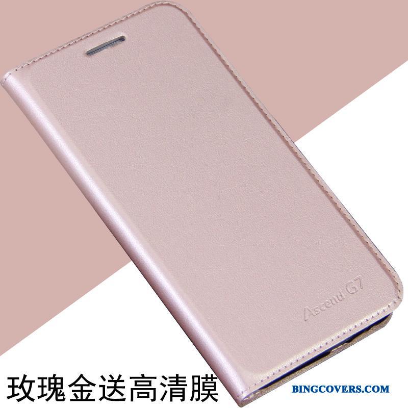 Huawei Ascend G7 Folio Beskyttelse Anti-fald Telefon Etui Lyserød Mobiltelefon Cover