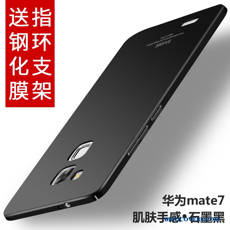 Huawei Ascend Mate 7 Farve Sort Beskyttelse Nubuck Anti-fald Cover Telefon Etui