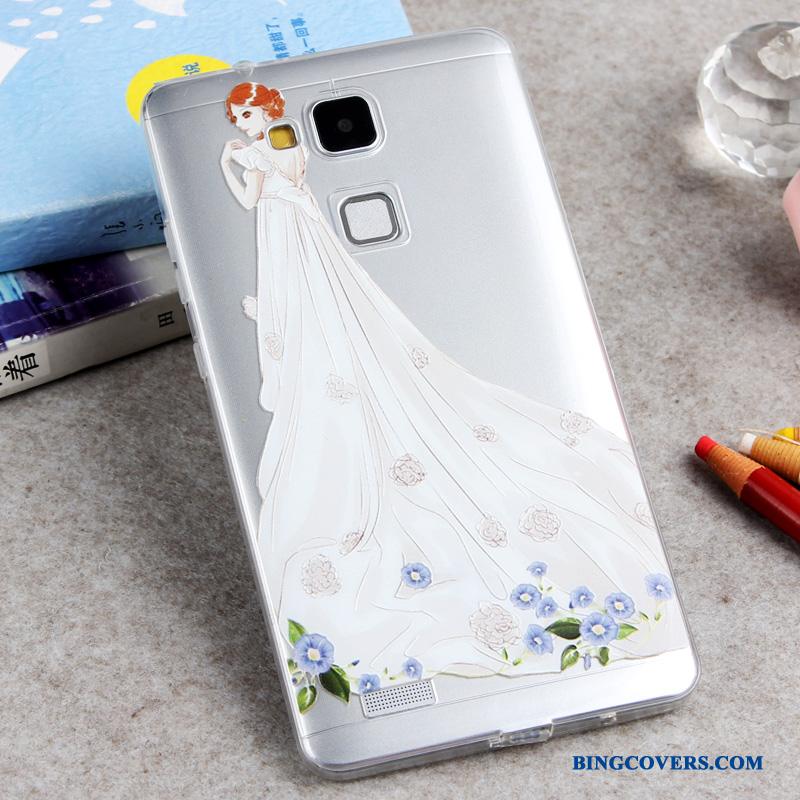 Huawei Ascend Mate 7 Malet Gul Cover Mobiltelefon Silikone Tynd Etui