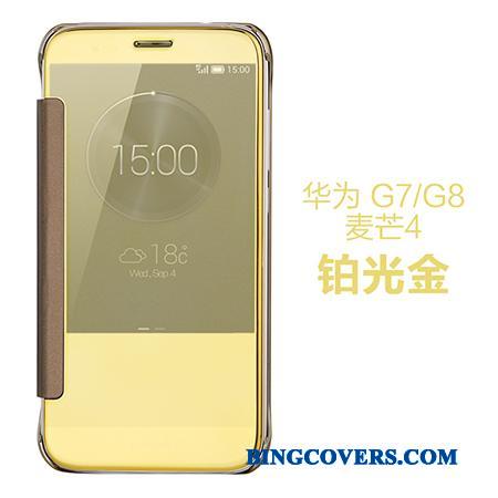 Huawei G7 Plus Beskyttelse Dragon Telefon Etui Spejl Folio Lilla Lædertaske