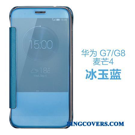 Huawei G7 Plus Beskyttelse Dragon Telefon Etui Spejl Folio Lilla Lædertaske