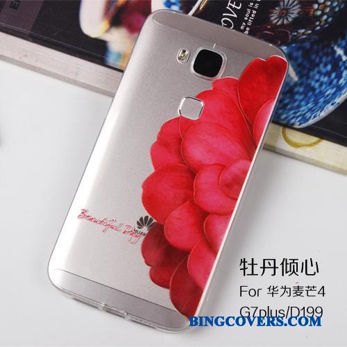 Huawei G7 Plus Blød Lyserød Silikone Cover Beskyttelse Telefon Etui Relief