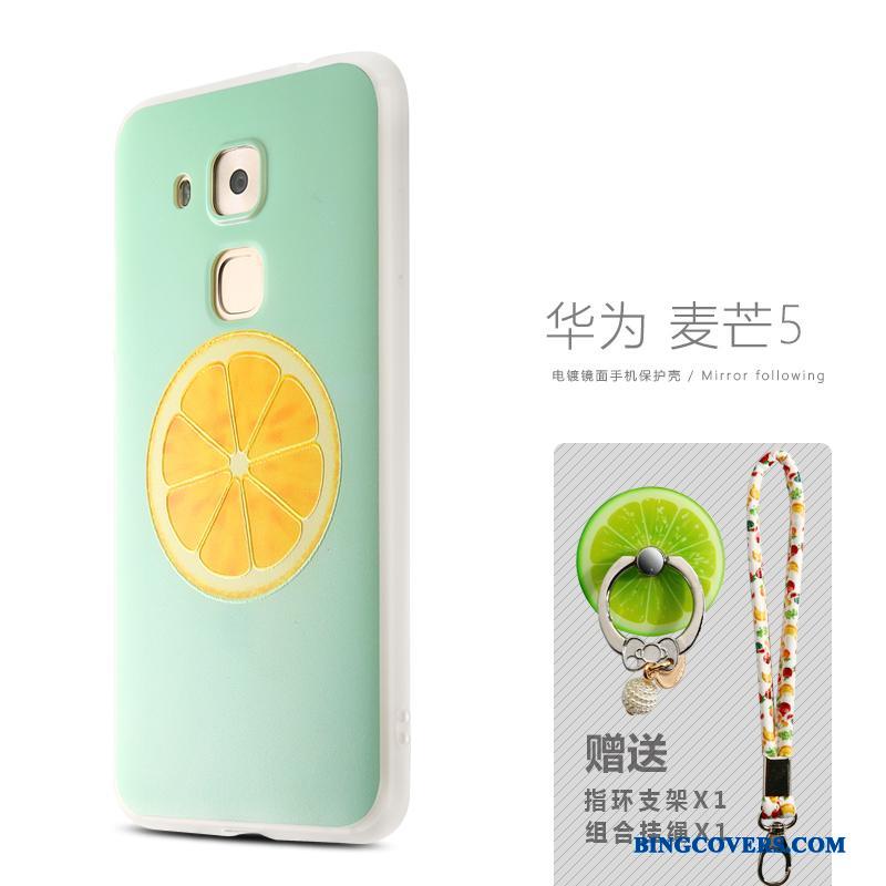 Huawei G7 Plus Kreativ Telefon Etui Grøn Nubuck Smuk Silikone Af Personlighed