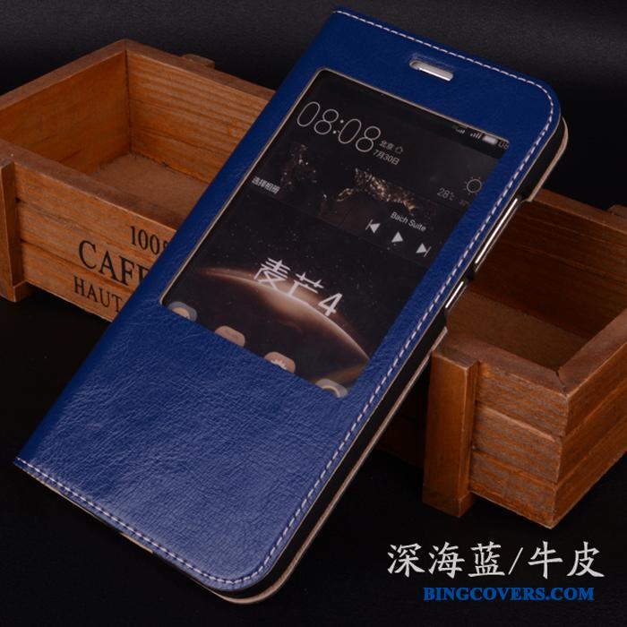 Huawei G7 Plus Lædertaske Orange Mobiltelefon Cover Clamshell Ægte Læder Telefon Etui