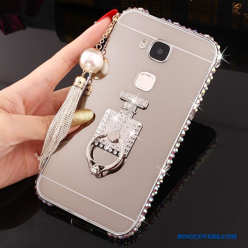 Huawei G7 Plus Ring Cover Anti-fald Lyserød Beskyttelse Metal Telefon Etui