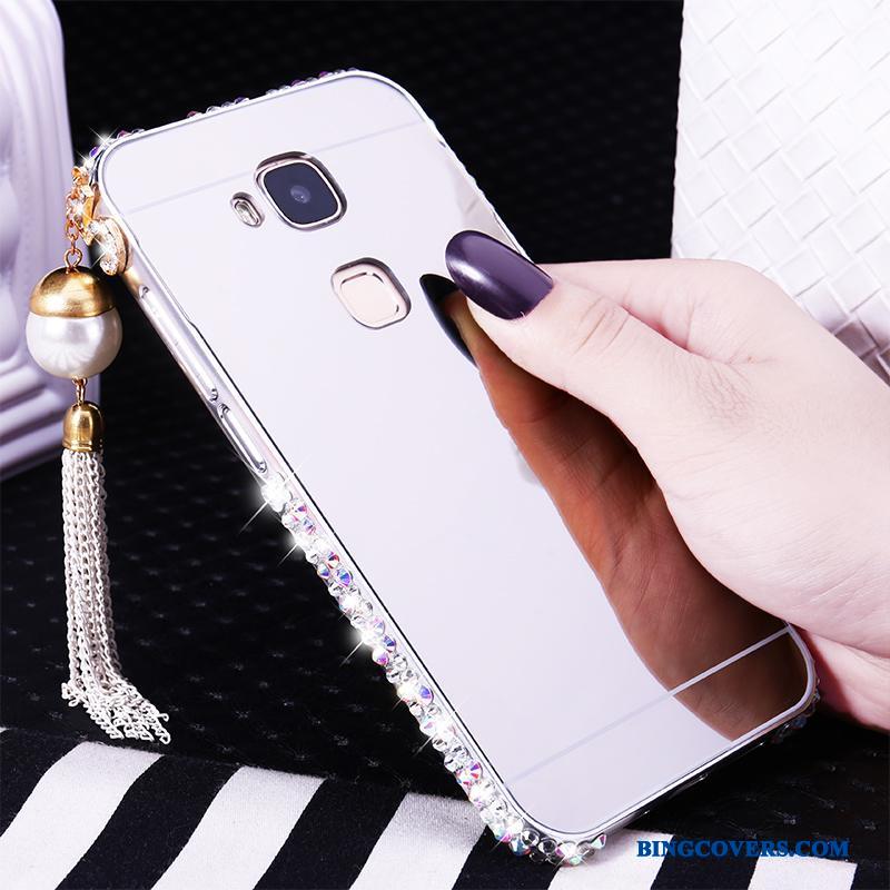 Huawei G7 Plus Sølv Etui Strass Telefon Ramme Metal Beskyttelse