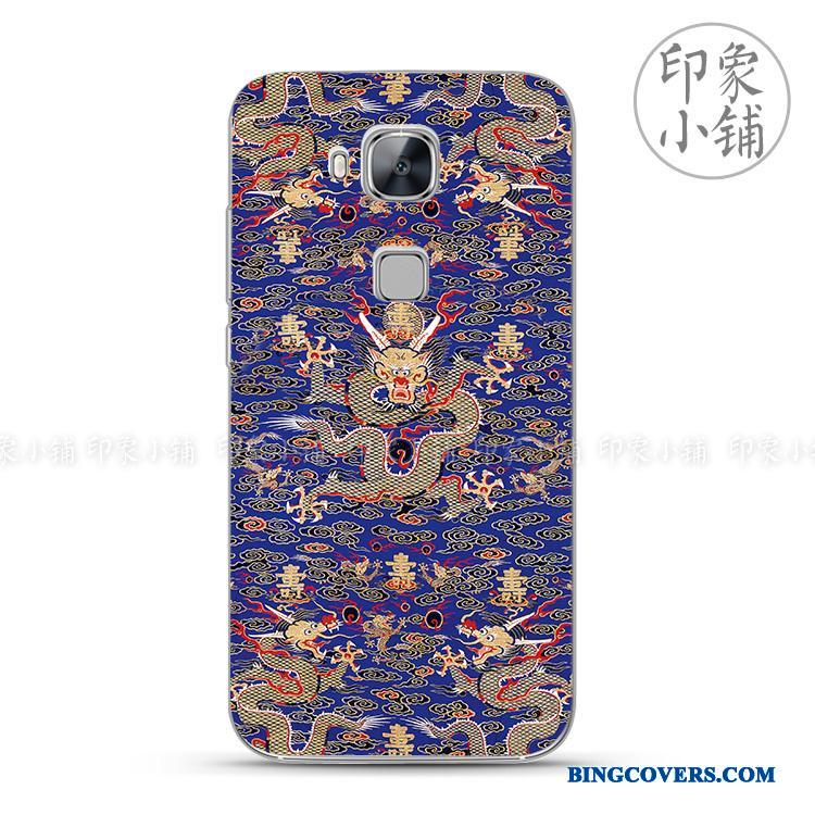 Huawei G7 Plus Telefon Etui Blød Beskyttelse Silikone Kinesisk Stil Gul Cover