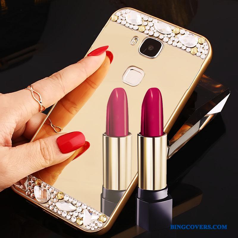 Huawei G7 Plus Telefon Etui Rosa Guld Metal Ramme Beskyttelse Krystal Cover