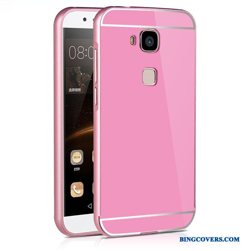 Huawei G7 Plus Tynd Anti-fald Lyserød Telefon Etui Ramme Cover Bagdæksel