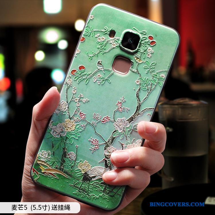 Huawei G9 Plus Etui Anti-fald Blød Grøn Hængende Ornamenter Silikone Kinesisk Stil Beskyttelse