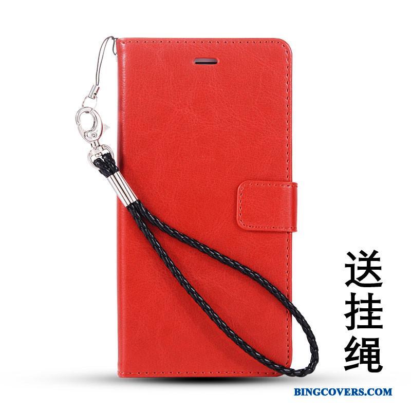 Huawei G9 Plus Rød Folio Telefon Etui Lædertaske Hængende Ornamenter Beskyttelse Anti-fald