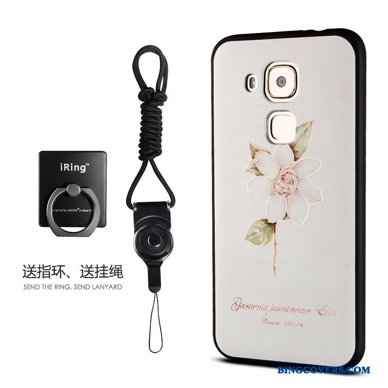 Huawei G9 Plus Silikone Hvid Telefon Etui Kreativ Relief Alt Inklusive Blomster