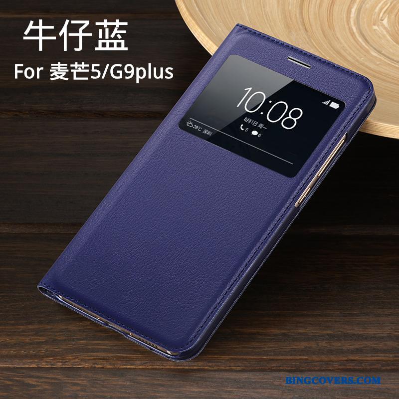 Huawei G9 Plus Telefon Etui Lædertaske Cover Beskyttelse Clamshell Guld Pu