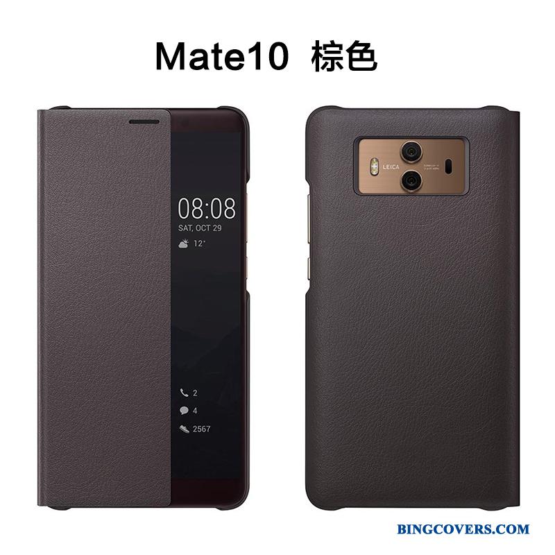 Huawei Mate 10 Anti-fald Lædertaske Clamshell Rosa Guld Beskyttelse Cover Telefon Etui
