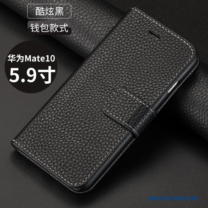 Huawei Mate 10 Cover Beskyttelse Telefon Etui Guld Folio Lædertaske Anti-fald
