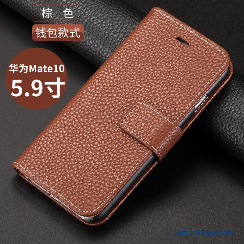 Huawei Mate 10 Cover Beskyttelse Telefon Etui Guld Folio Lædertaske Anti-fald