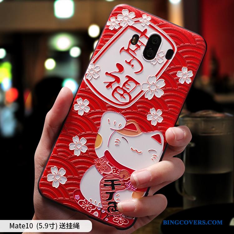 Huawei Mate 10 Etui Rød Kreativ Anti-fald Wealth Af Personlighed Trend Blød