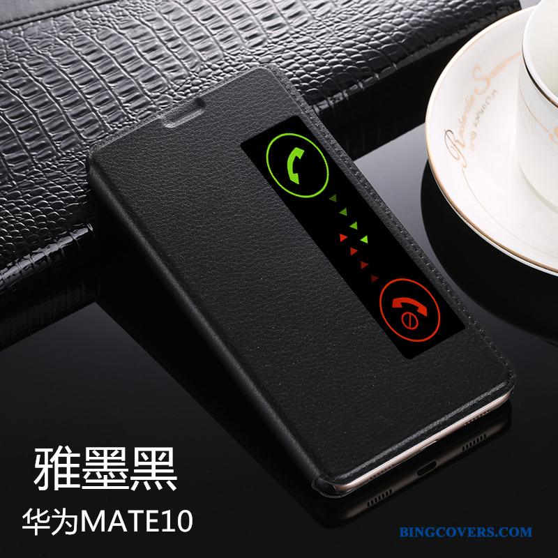 Huawei Mate 10 Etui Vækstdvale Beskyttelse Rød Lædertaske Cover Folio Support