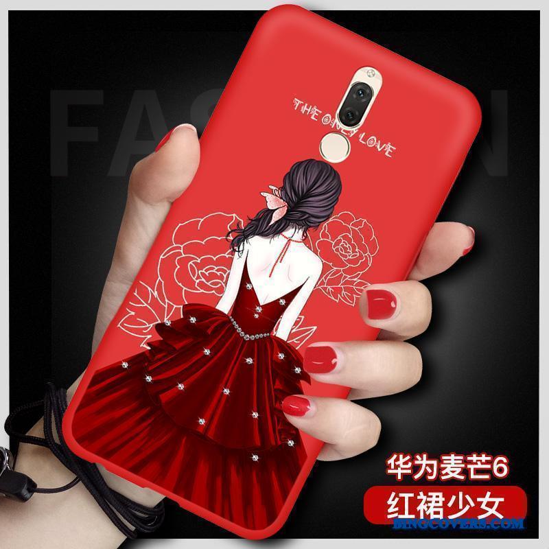 Huawei Mate 10 Lite Rød Hængende Ornamenter Cover Telefon Etui Blød Beskyttelse Cartoon