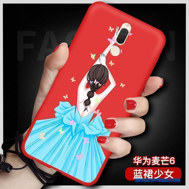 Huawei Mate 10 Lite Rød Hængende Ornamenter Cover Telefon Etui Blød Beskyttelse Cartoon