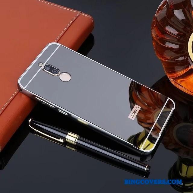 Huawei Mate 10 Lite Spejl Bagdæksel Telefon Etui Lyserød Ramme Metal Beskyttelse