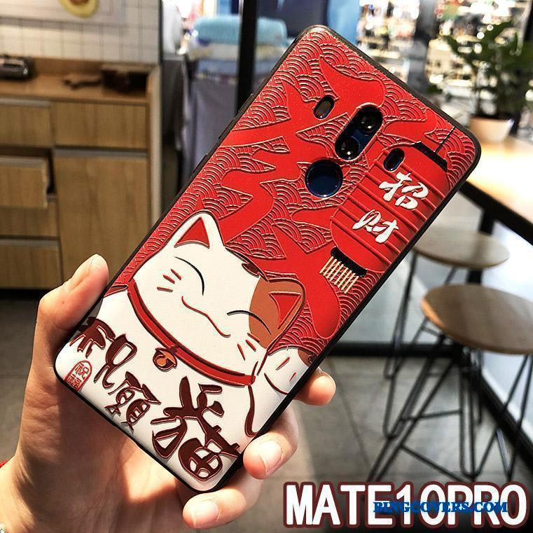 Huawei Mate 10 Pro Etui Beskyttelse Trend Hemming Rød Kat Cover
