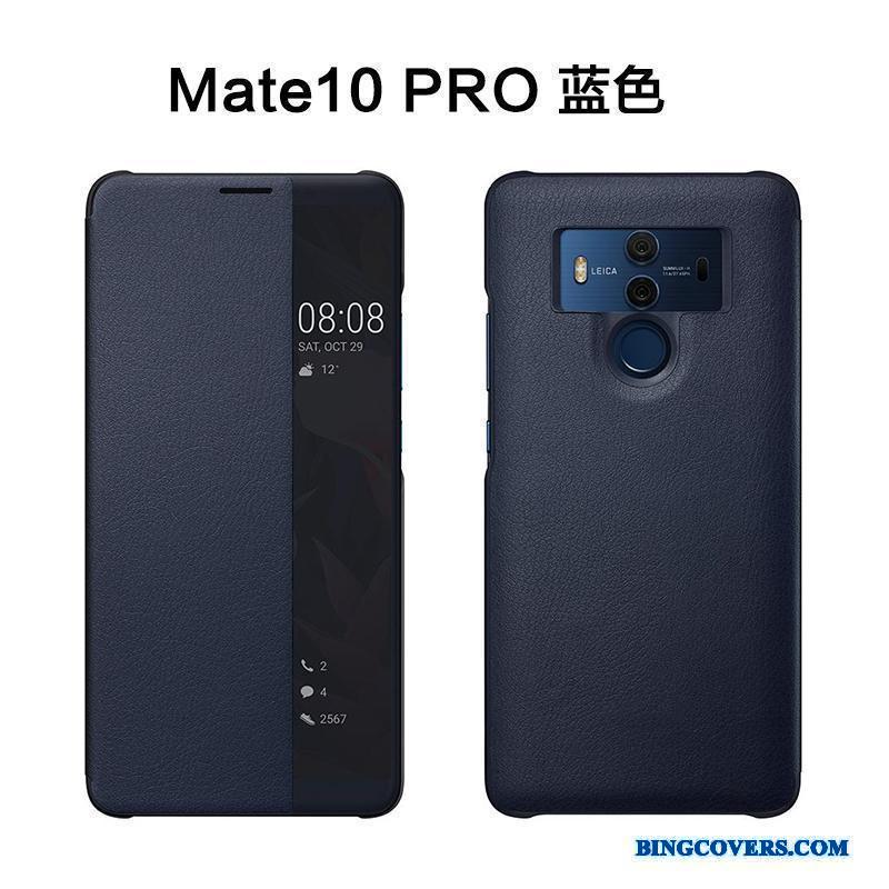 Huawei Mate 10 Pro Sort Lædertaske Cover Telefon Etui Clamshell Beskyttelse Anti-fald