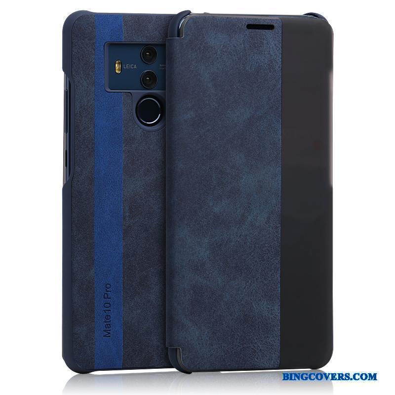 Huawei Mate 10 Pro Telefon Etui Business Anti-fald Beskyttelse Blå Lædertaske Folio