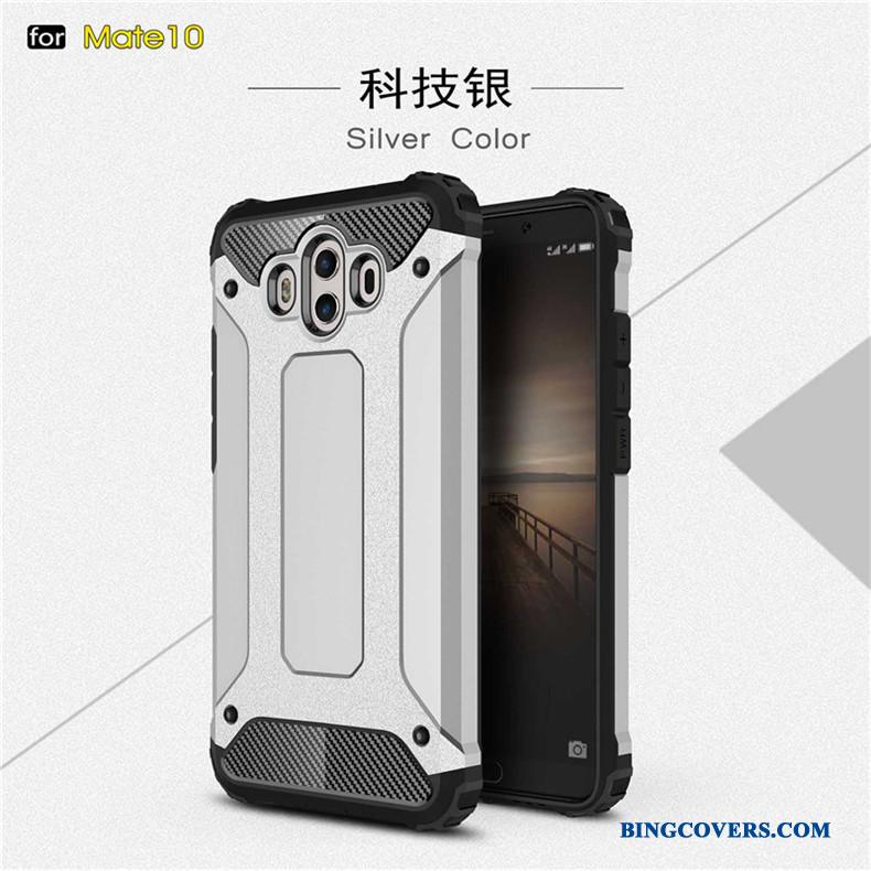 Huawei Mate 10 Silikone Metal Cover Glans Tre Forsvar Anti-fald Telefon Etui