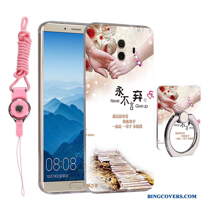 Huawei Mate 10 Silikone Relief Ring Knapper Hængende Ornamenter Gul Telefon Etui