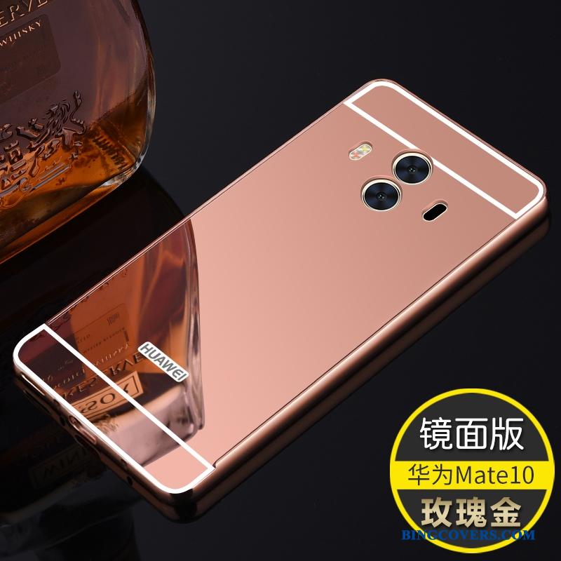 Huawei Mate 10 Telefon Etui Guld Trend Metal Spejl Ramme Beskyttelse