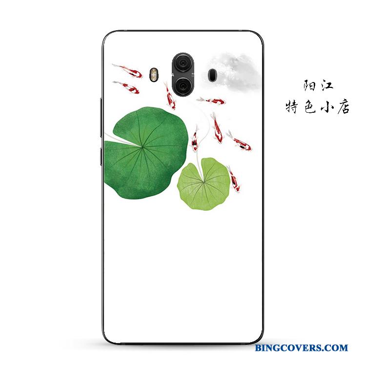Huawei Mate 10 Telefon Etui Kinesisk Stil Anti-fald Beskyttelse Grøn Cover Lyse