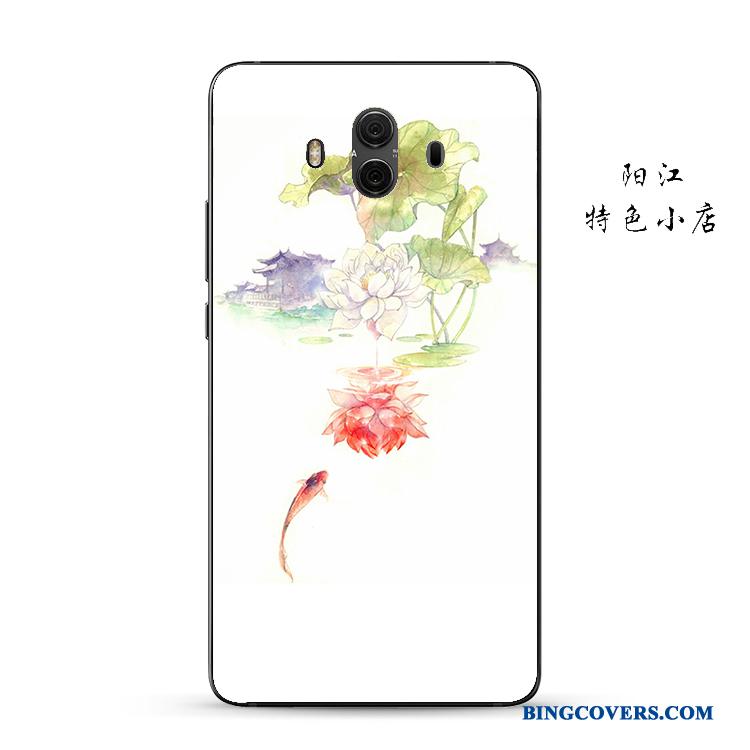 Huawei Mate 10 Telefon Etui Kinesisk Stil Anti-fald Beskyttelse Grøn Cover Lyse