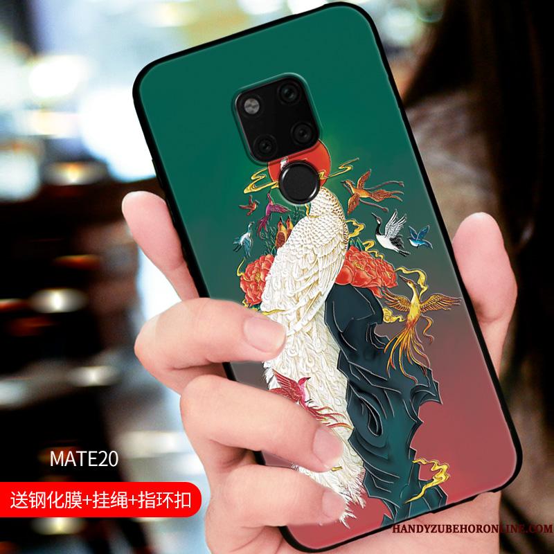 Huawei Mate 20 Etui Af Personlighed Relief Blød Ny Hængende Ornamenter Anti-fald Grøn