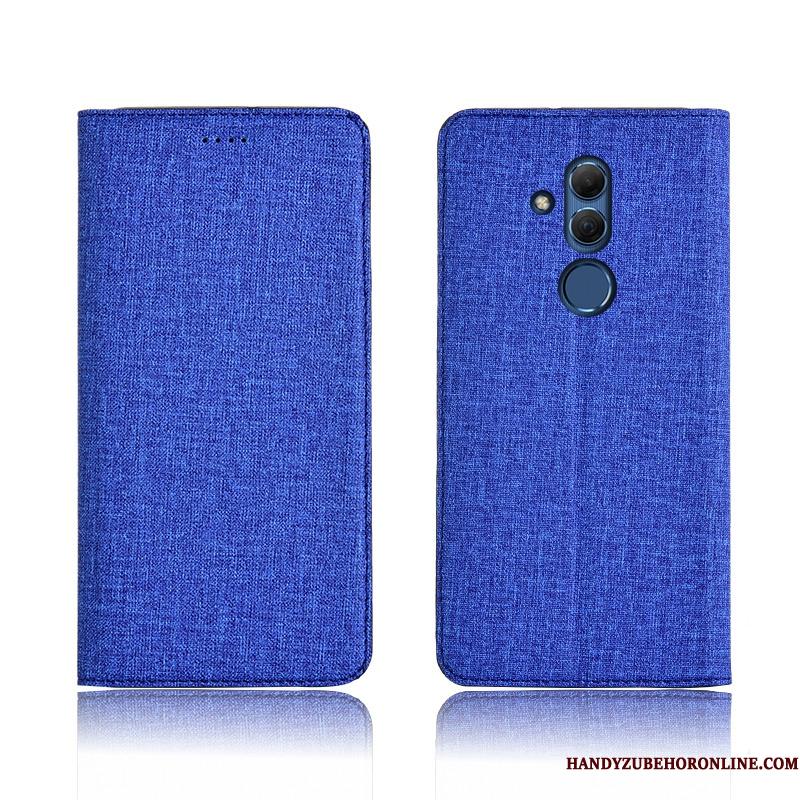 Huawei Mate 20 Lite Telefon Etui Lædertaske Beskyttelse Clamshell Alt Inklusive Ægte Læder Blå