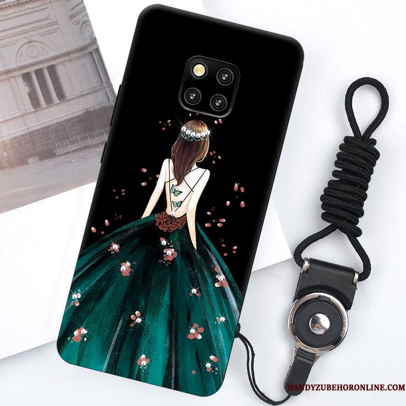 Huawei Mate 20 Pro Etui Anti-fald Trendy Sort Silikone Hængende Ornamenter Cover Af Personlighed
