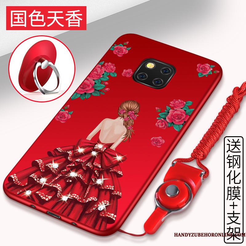 Huawei Mate 20 Rs Telefon Etui Blød Rød Beskyttelse Cover Hængende Ornamenter