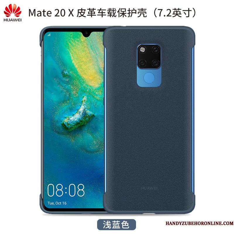 Huawei Mate 20 X Beskyttelse Blå Magnetisk Læder Cover Bil Etui
