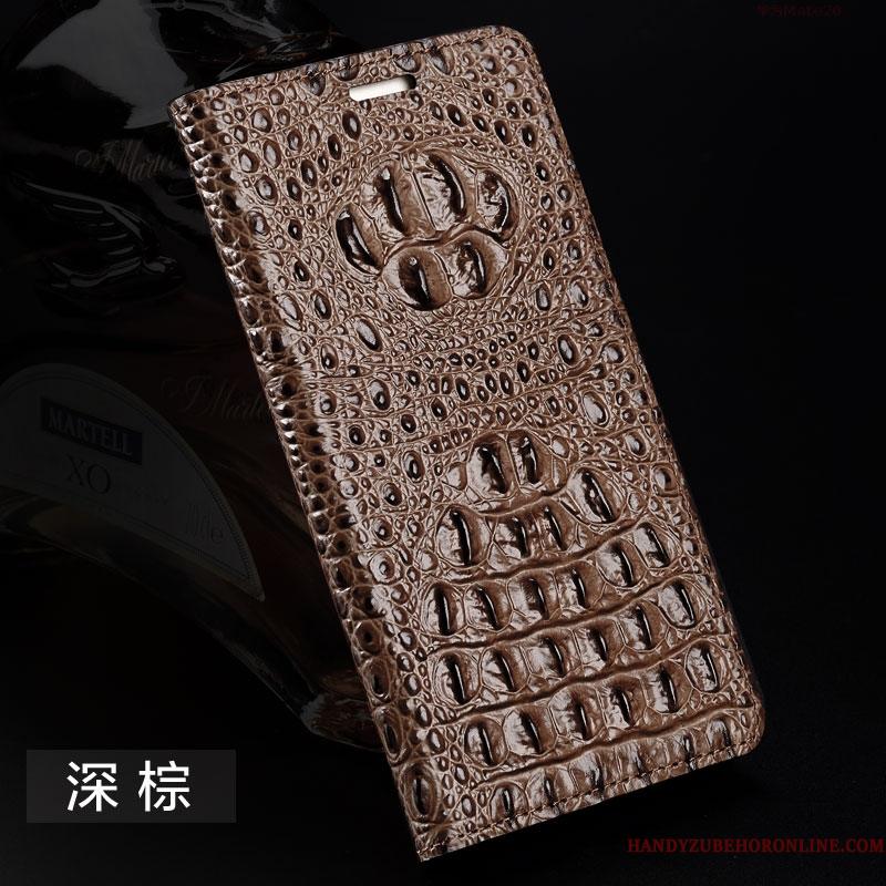 Huawei Mate 20 X Blå Lille Sektion Beskyttelse Ægte Læder Dragon Telefon Etui Folio