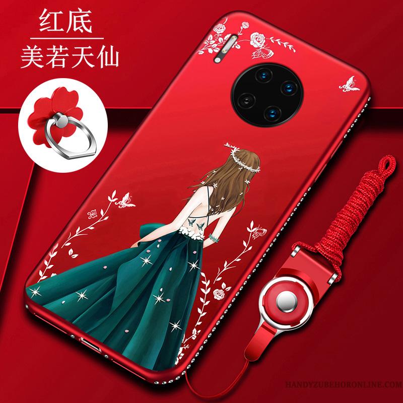 Huawei Mate 30 Dame Telefon Etui Af Personlighed Rød Cover Anti-fald Blød