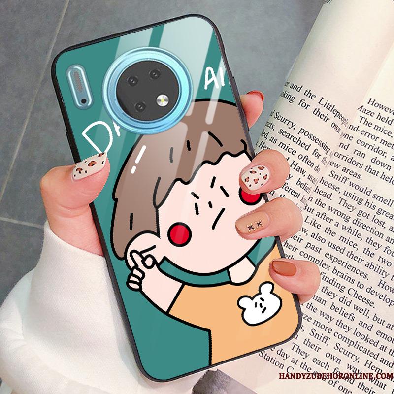 Huawei Mate 30 Etui Glas Cover Cartoon Beskyttelse Lilla Kreativ Anti-fald