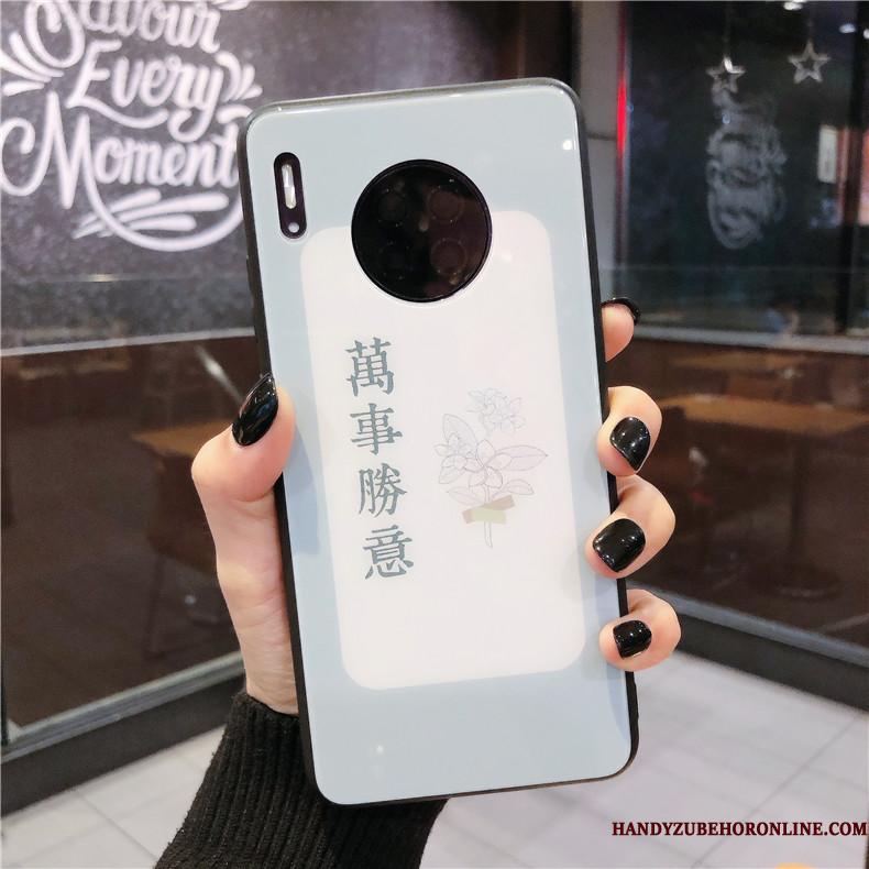Huawei Mate 30 Grøn Alt Inklusive Silikone Anti-fald Kinesisk Stil Etui Glas